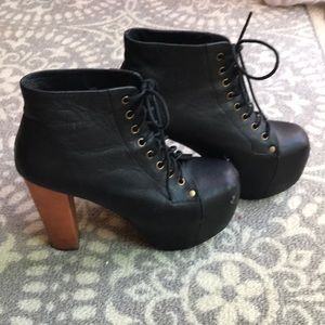 Platform heel laced up bootie